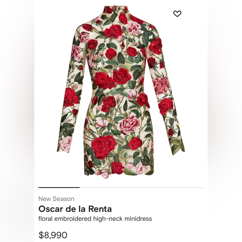 Floral Embroidered High Neck Mini Dress, (NOT Oscar de la Renta), Luxury Mini - Picture 14 of 14